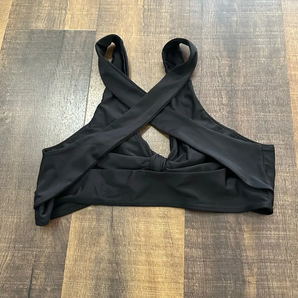 Albion Fit Black Front Tie Bikini Swim Top Size XL - Picture 5 of 8